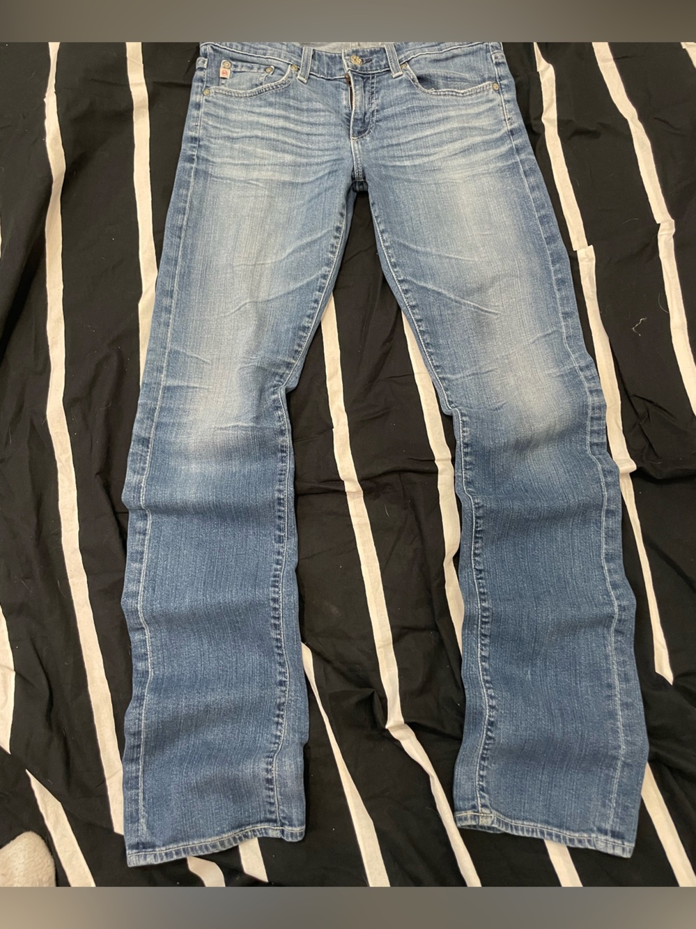 AG Adriano Goldschmied Light Blue Bootcut Jeans with Signature Pocket Stitch